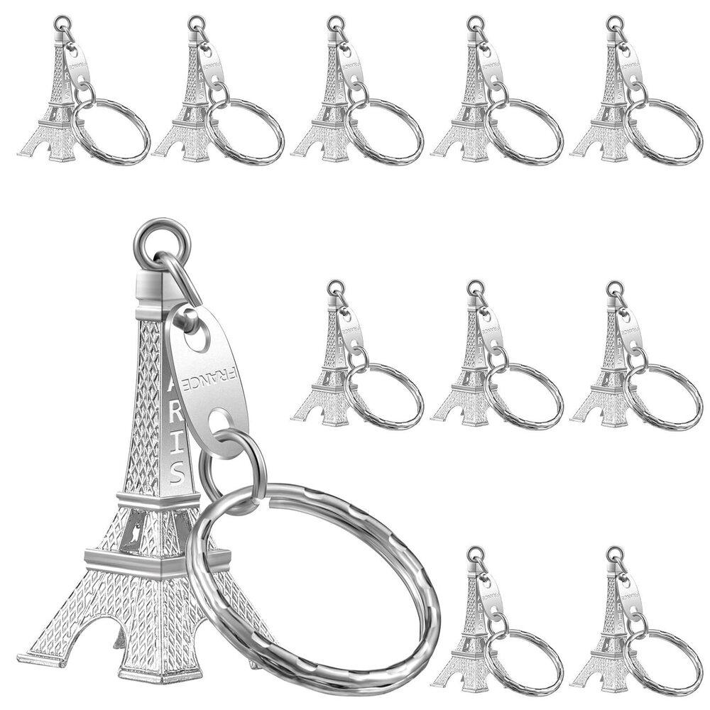 1617 50 Pieces Eiffel Tower Keyring Paris Eiffel Tower Keychains Silver